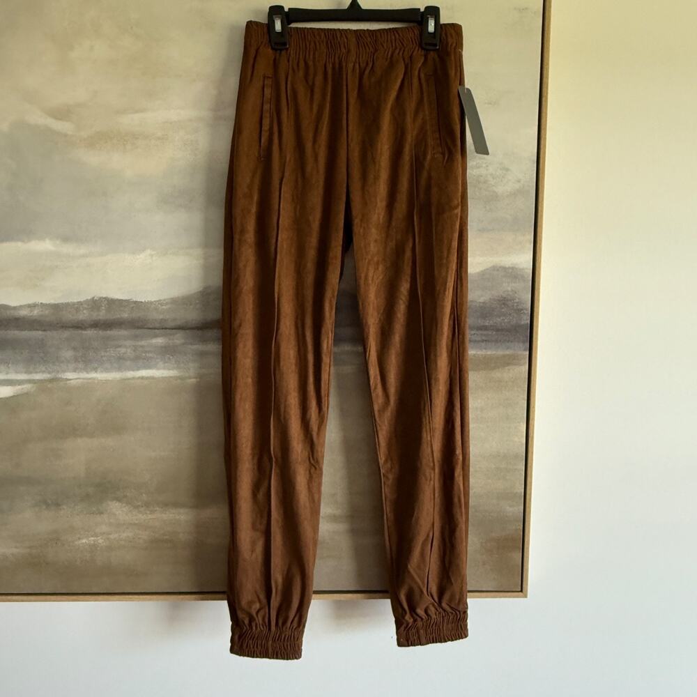 Tractr Brown Faux Suede Joggers Pants - Size 0/25 - Super Soft!